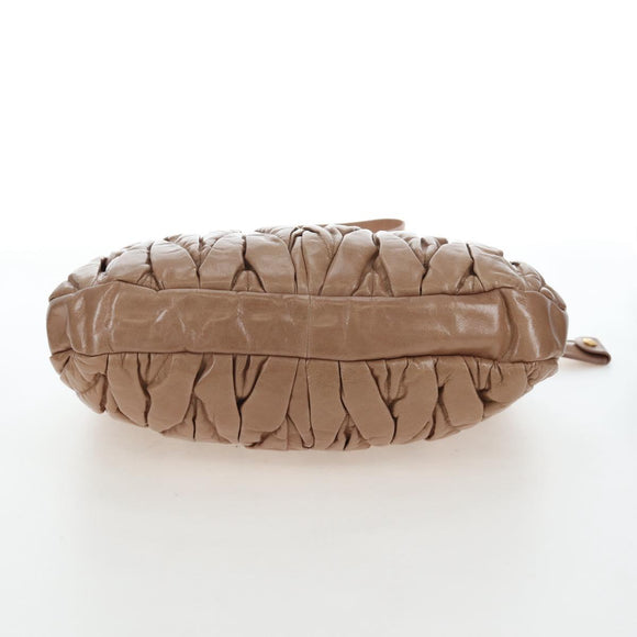 Miu Miu Matelasse Shoulder Bag Vitellolux 2way Beige Gold Auth 197216V