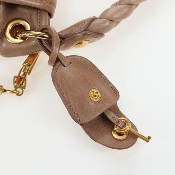 Miu Miu Matelasse Shoulder Bag Vitellolux 2way Beige Gold Auth 197216V