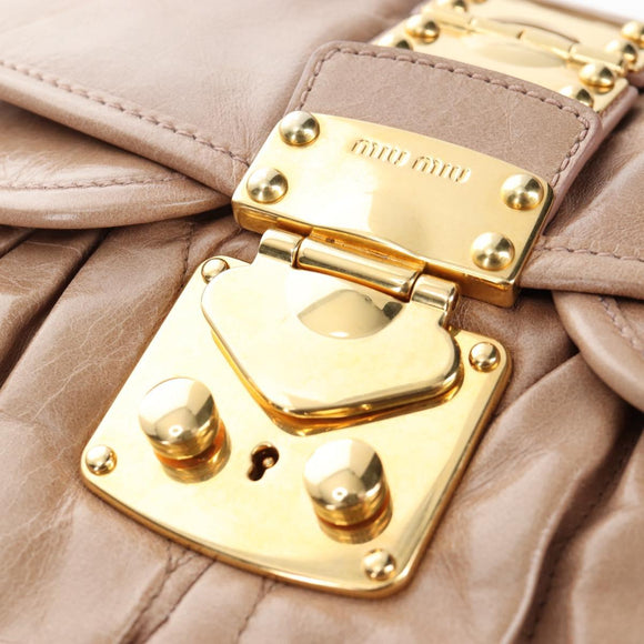 Miu Miu Matelasse Shoulder Bag Vitellolux 2way Beige Gold Auth 197216V
