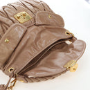 Miu Miu Matelasse Shoulder Bag Vitellolux 2way Beige Gold Auth 197216V-19
