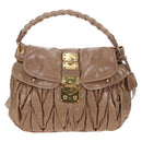 Miu Miu Matelasse Shoulder Bag Vitellolux 2way Beige Gold Auth 197216V-2