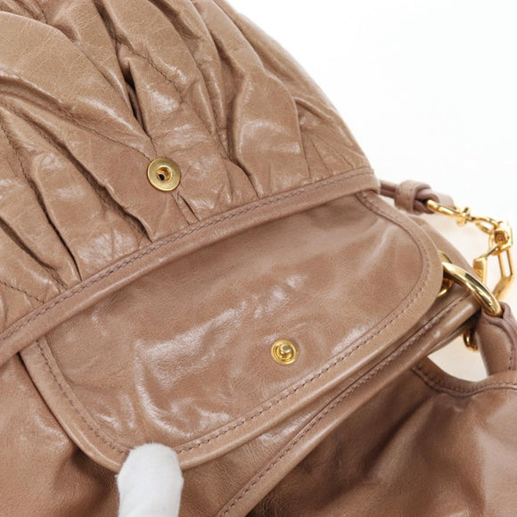 Miu Miu Matelasse Shoulder Bag Vitellolux 2way Beige Gold Auth 197216V
