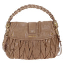 Miu Miu Matelasse Shoulder Bag Vitellolux 2way Beige Gold Auth 197216V-3