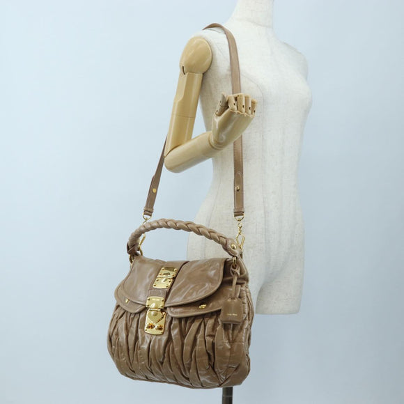 Miu Miu Matelasse Shoulder Bag Vitellolux 2way Beige Gold Auth 197216V