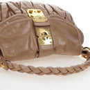 Miu Miu Matelasse Shoulder Bag Vitellolux 2way Beige Gold Auth 197216V-6