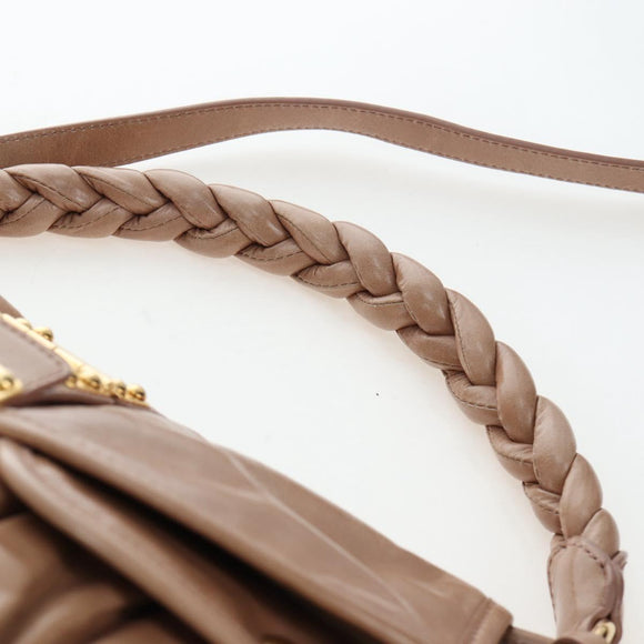 Miu Miu Matelasse Shoulder Bag Vitellolux 2way Beige Gold Auth 197216V