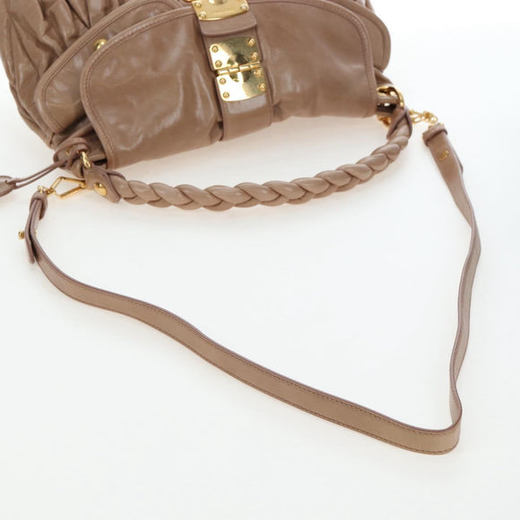 Miu Miu Matelasse Shoulder Bag Vitellolux 2way Beige Gold Auth 197216V