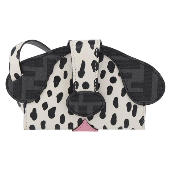 FENDI Pass Case Card Case Leather White Auth 197220M