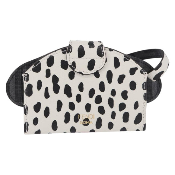 FENDI Pass Case Card Case Leather White Auth 197220M