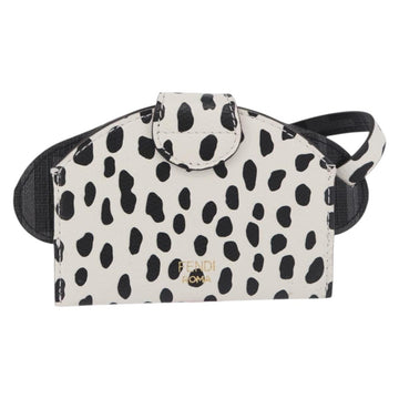 FENDI Pass Case Card Case Leather White Auth 197220M - 0