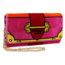 PRADA Long Wallet Velor Red Gold Auth 197223M-1