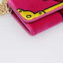 PRADA Long Wallet Velor Red Gold Auth 197223M-10