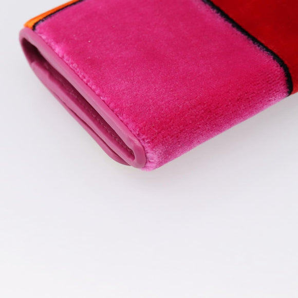 PRADA Long Wallet Velor Red Gold Auth 197223M