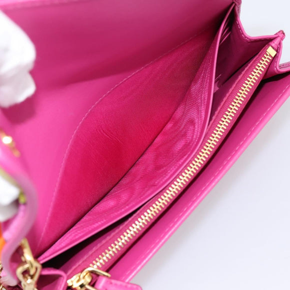 PRADA Long Wallet Velor Red Gold Auth 197223M
