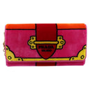 PRADA Long Wallet Velor Red Gold Auth 197223M-2
