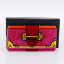 PRADA Long Wallet Velor Red Gold Auth 197223M-23