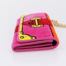 PRADA Long Wallet Velor Red Gold Auth 197223M-5
