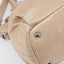 Miu Miu Vitellolux Hand Bag Leather 2way Beige Silver Auth 197230V-15