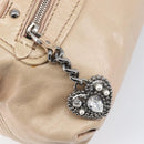 Miu Miu Vitellolux Hand Bag Leather 2way Beige Silver Auth 197230V-18