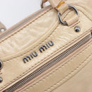 Miu Miu Vitellolux Hand Bag Leather 2way Beige Silver Auth 197230V-19