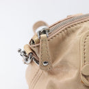 Miu Miu Vitellolux Hand Bag Leather 2way Beige Silver Auth 197230V-20