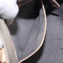 Miu Miu Vitellolux Hand Bag Leather 2way Beige Silver Auth 197230V-26
