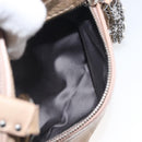Miu Miu Vitellolux Hand Bag Leather 2way Beige Silver Auth 197230V-27
