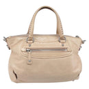 Miu Miu Vitellolux Hand Bag Leather 2way Beige Silver Auth 197230V-2