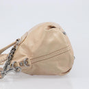 Miu Miu Vitellolux Hand Bag Leather 2way Beige Silver Auth 197230V-4