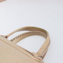 Miu Miu Vitellolux Hand Bag Leather 2way Beige Silver Auth 197230V-8