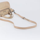 Miu Miu Vitellolux Hand Bag Leather 2way Beige Silver Auth 197230V-9