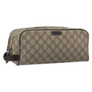 GUCCI GG Supreme Hand Bag PVC Beige Gold 211125 Auth 197233-1