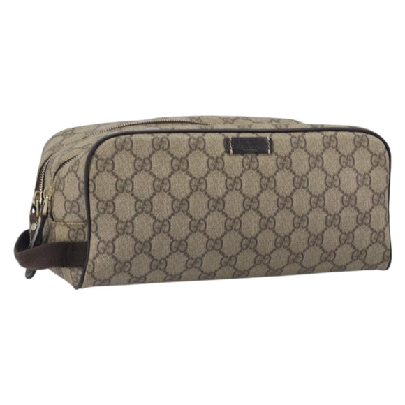 GUCCI GG Supreme Hand Bag PVC Beige Gold 211125 Auth 197233