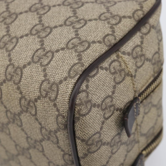 GUCCI GG Supreme Hand Bag PVC Beige Gold 211125 Auth 197233