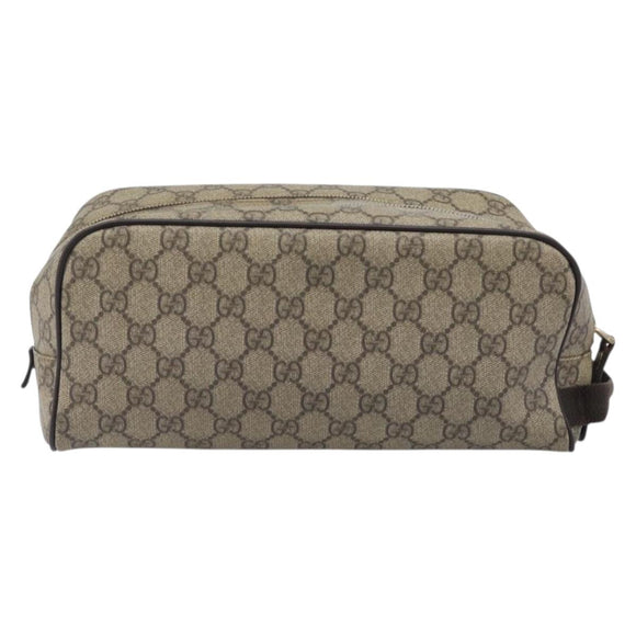 GUCCI GG Supreme Hand Bag PVC Beige Gold 211125 Auth 197233