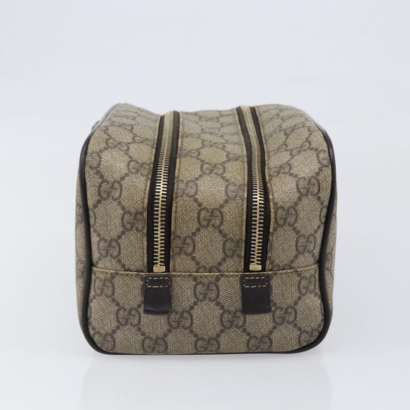 GUCCI GG Supreme Hand Bag PVC Beige Gold 211125 Auth 197233