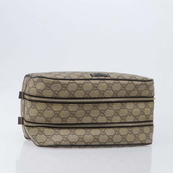 GUCCI GG Supreme Hand Bag PVC Beige Gold 211125 Auth 197233
