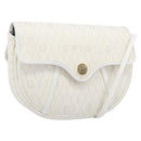 Christian Dior Honeycomb Canvas Shoulder Bag PVC White Gold Auth 197242A-1