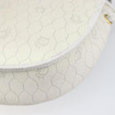 Christian Dior Honeycomb Canvas Shoulder Bag PVC White Gold Auth 197242A-16