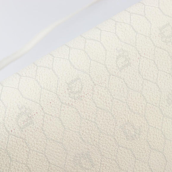 Christian Dior Honeycomb Canvas Shoulder Bag PVC White Gold Auth 197242A
