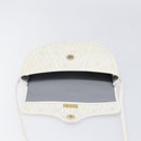 Christian Dior Honeycomb Canvas Shoulder Bag PVC White Gold Auth 197242A-10