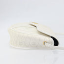Christian Dior Honeycomb Canvas Shoulder Bag PVC White Gold Auth 197242A-3