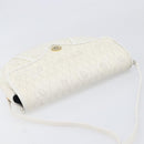 Christian Dior Honeycomb Canvas Shoulder Bag PVC White Gold Auth 197242A-6