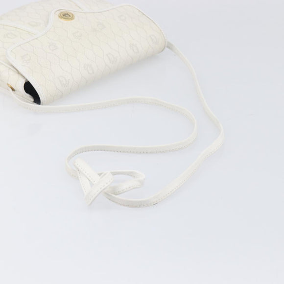 Christian Dior Honeycomb Canvas Shoulder Bag PVC White Gold Auth 197242A