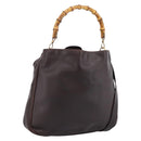 GUCCI Bamboo Shoulder Bag Leather 2way Brown Gold 001 2123 1577 Auth 197247-1