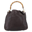 GUCCI Bamboo Shoulder Bag Leather 2way Brown Gold 001 2123 1577 Auth 197247-2