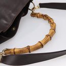 GUCCI Bamboo Shoulder Bag Leather 2way Brown Gold 001 2123 1577 Auth 197247-7