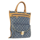 LOUIS VUITTON Monogram Denim Flat shopper Tote Bag Blue M95018 LV Auth 197248V-1