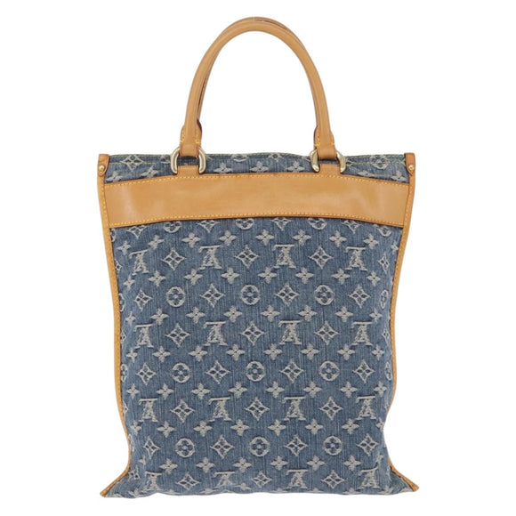 LOUIS VUITTON Monogram Denim Flat shopper Tote Bag Blue M95018 LV Auth 197248V