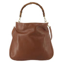 GUCCI Bamboo Shoulder Bag Leather 2way Brown Gold Auth 197250-2
